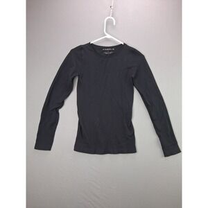 Kimberly C Ribbed Long Sleeve Top Shirt Size L Black Crew Neck Stretch Basic